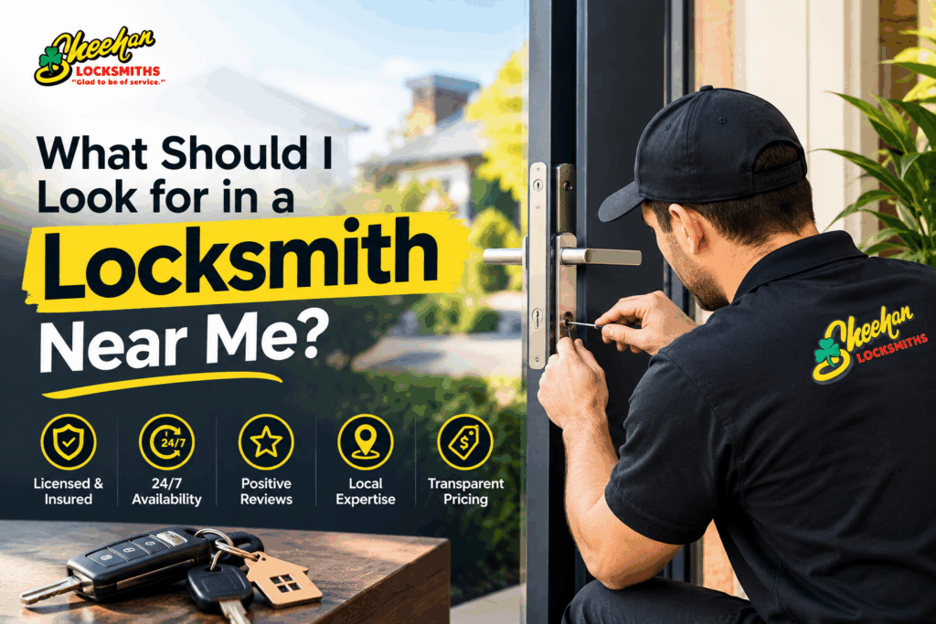 Locksmith working on a front door near me Perth