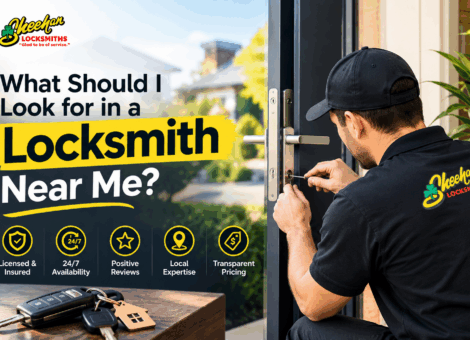 Locksmith working on a front door near me Perth