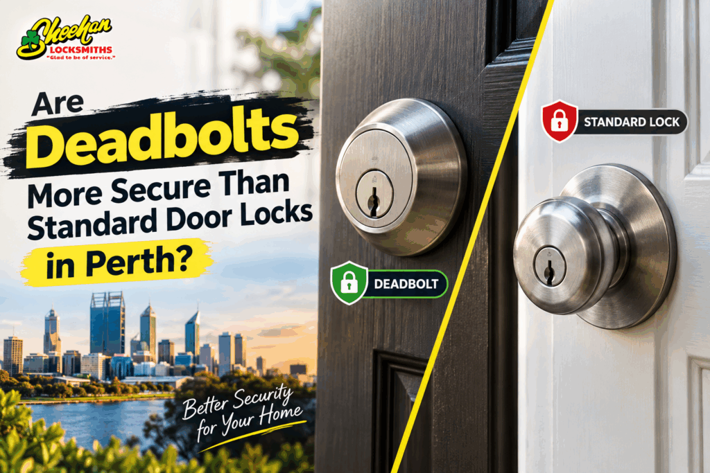 Deadbolt lock installed on a front door for improved home security in Perth
