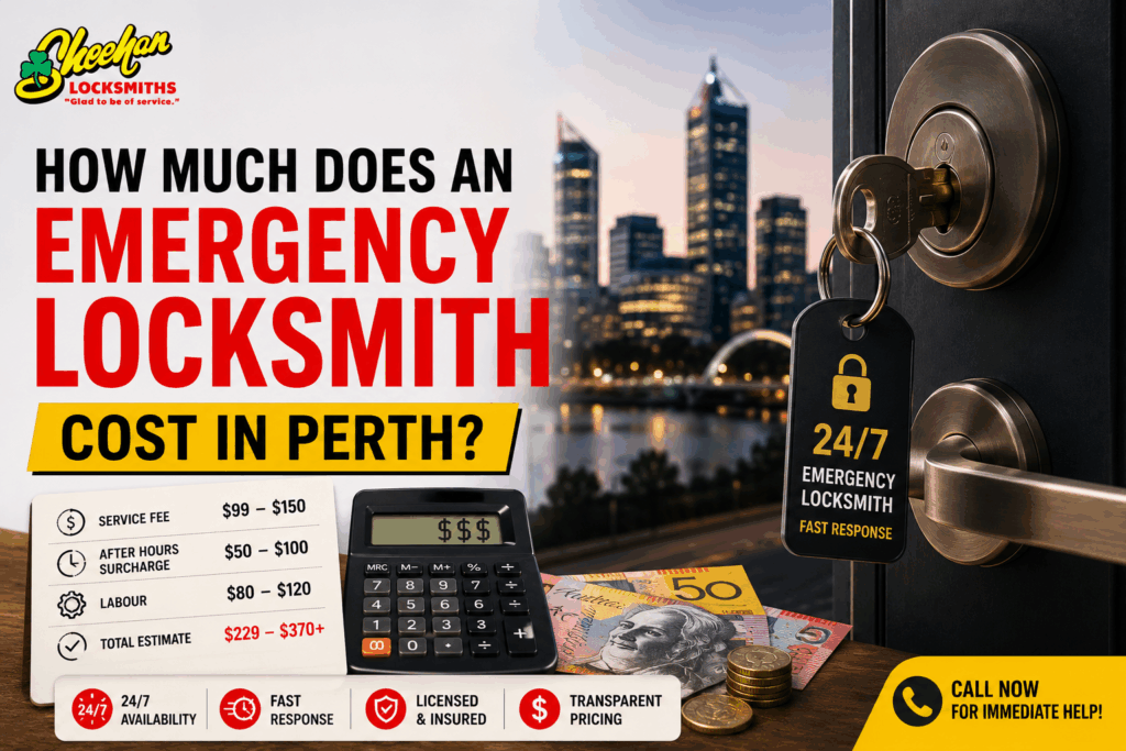 Emergency locksmith cost in Perth with professional locksmith assisting with a residential lockout