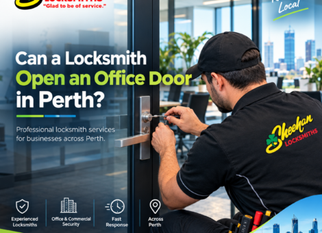 Locksmith opening a locked office door in Perth for a business lockout.