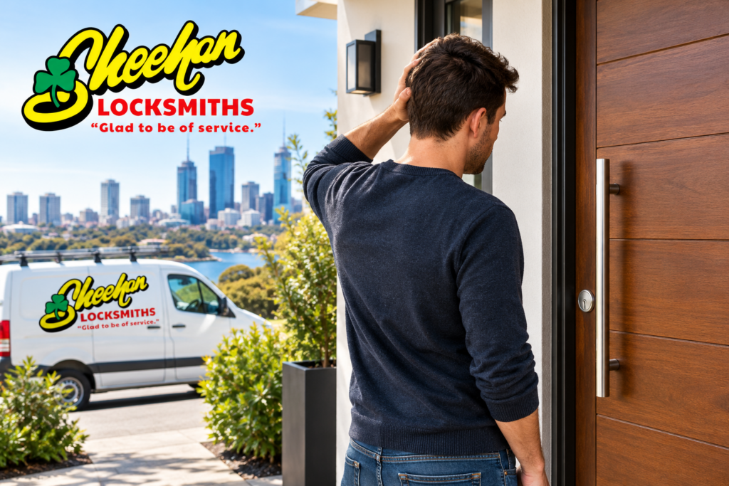 Person locked out of a house in Perth seeking help from Sheehan Locksmiths Perth