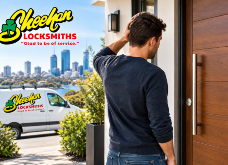 Person locked out of a house in Perth seeking help from Sheehan Locksmiths Perth